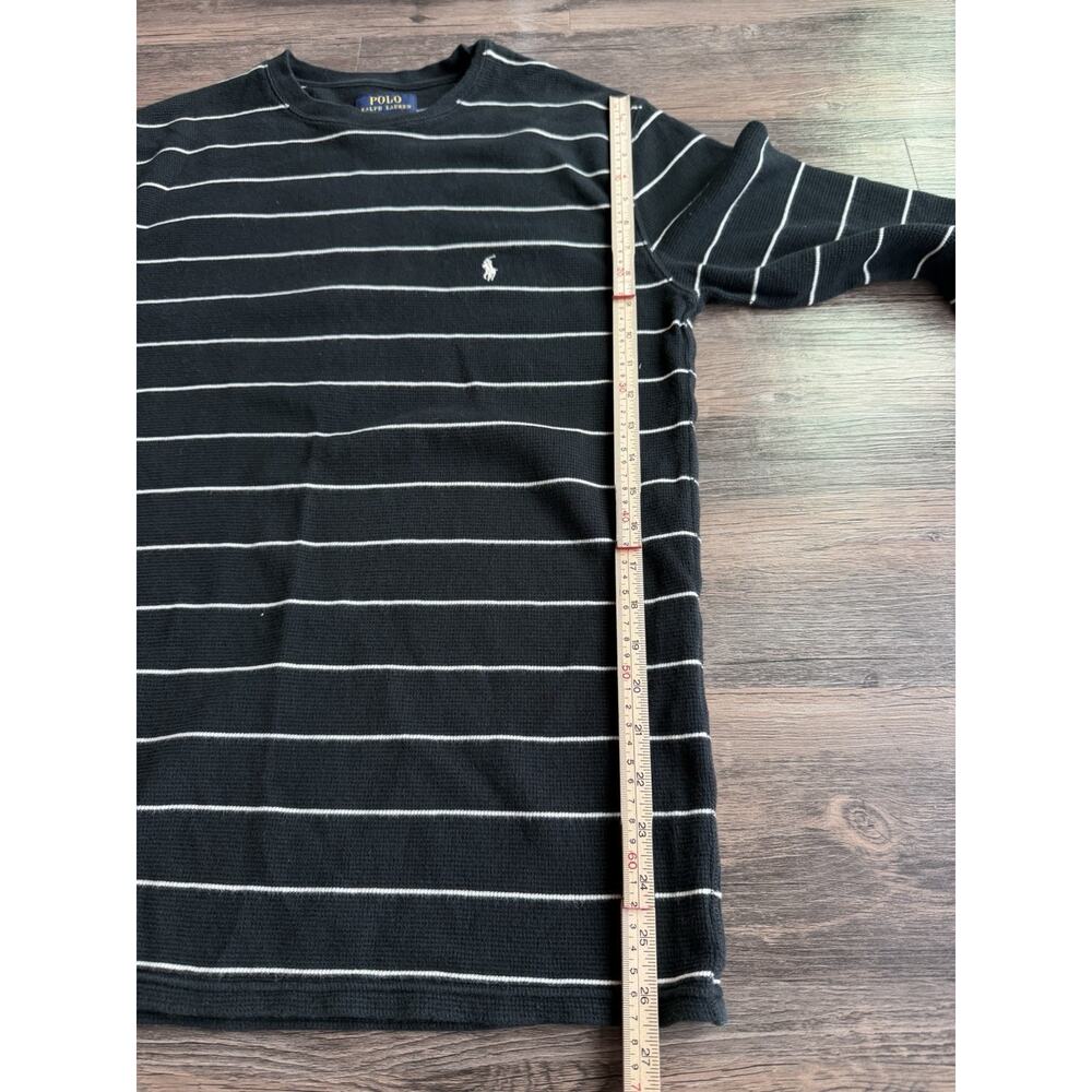 Polo Ralph Lauren Thermal Shirt Womens XL Black White Stripe Waffle Knit Cotton - Picture 6 of 9
